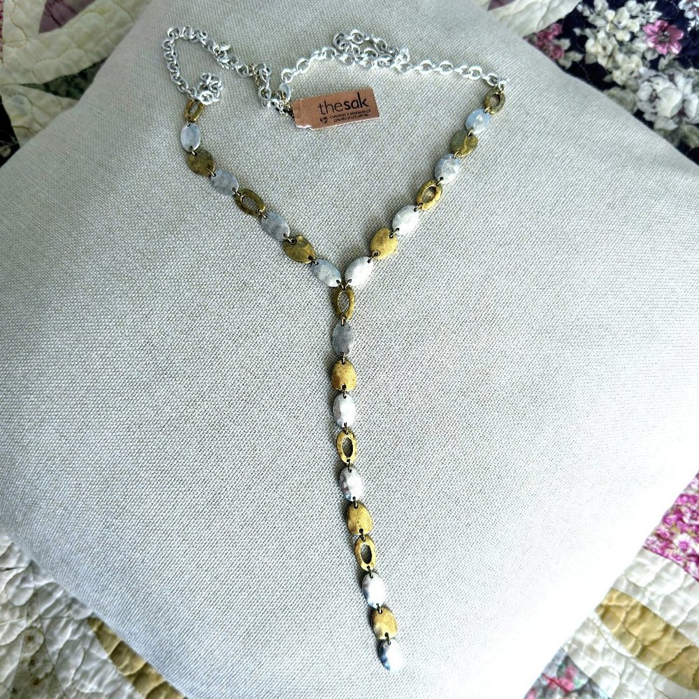 THE SAK Y Gold and Silver Metal Necklace NWT